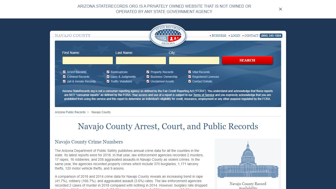 Navajo County Arrest, Court, and Public Records