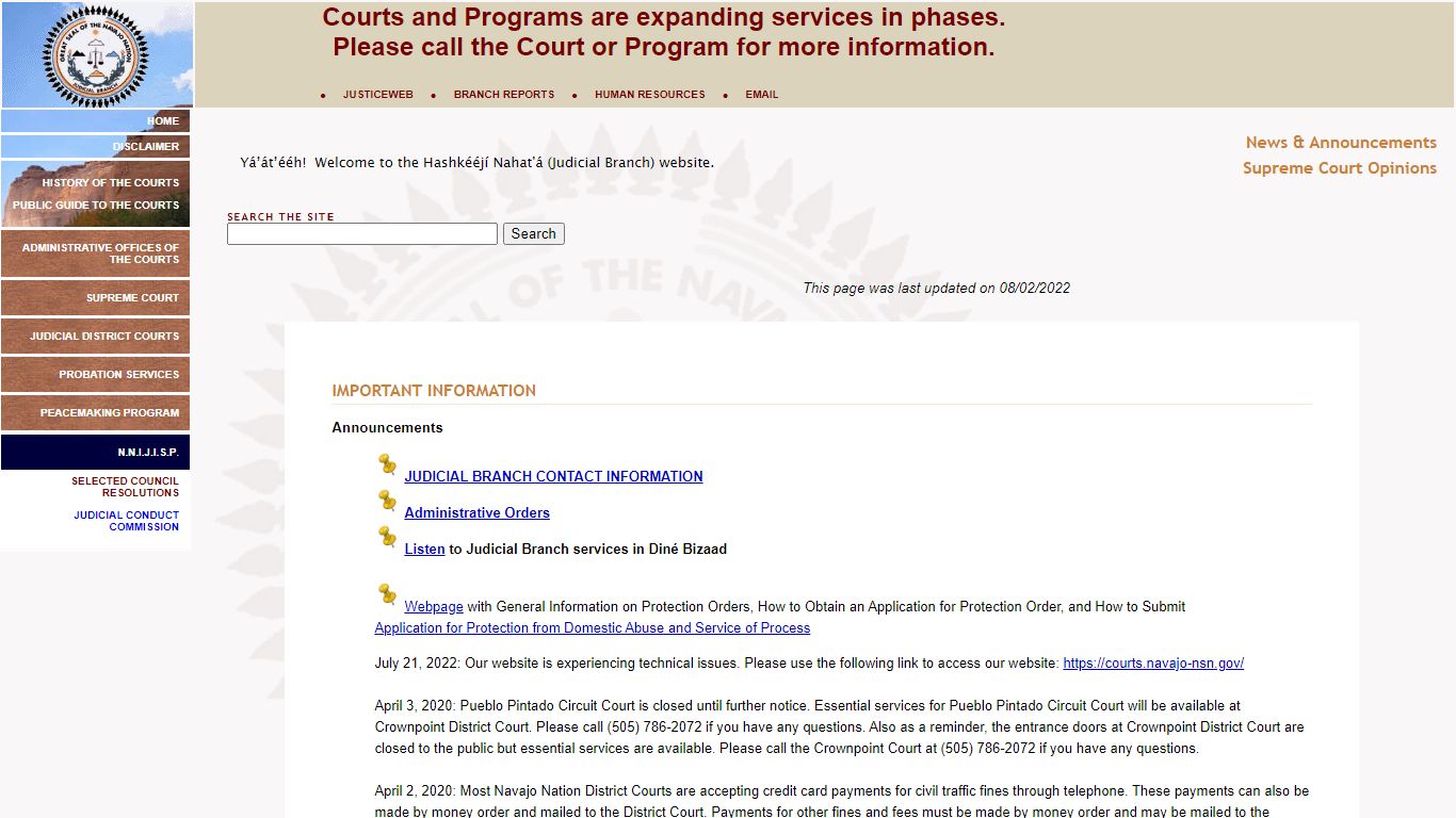 The Judicial Branch of the Navajo Nation; Navajo Courts