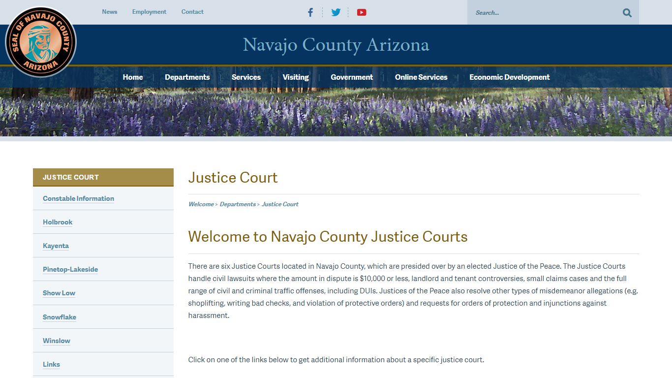 Justice Courts | Navajo County Arizona Government Departments